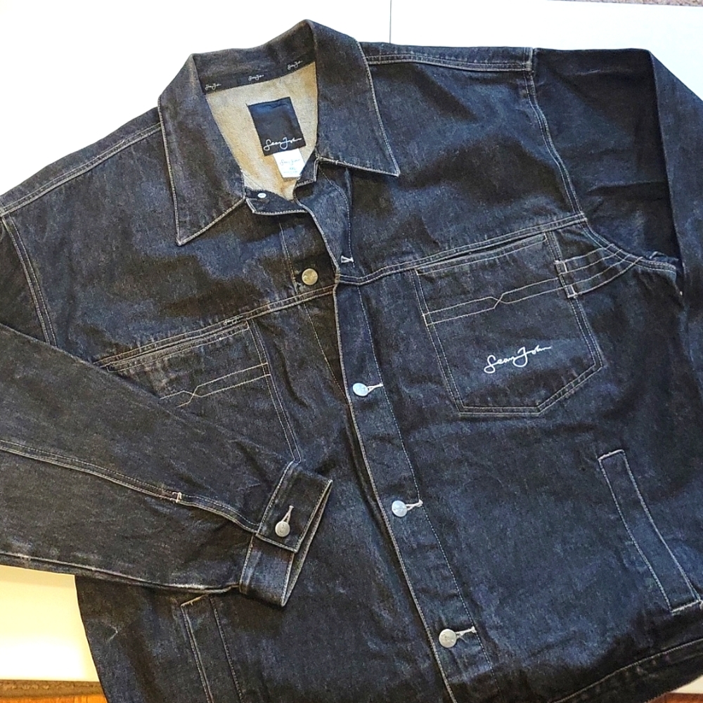 Sean John mens black jeans jacket